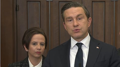 Deputy Tory leader Melissa Lantsman (Left) and Tory leader Pierre Poilievre