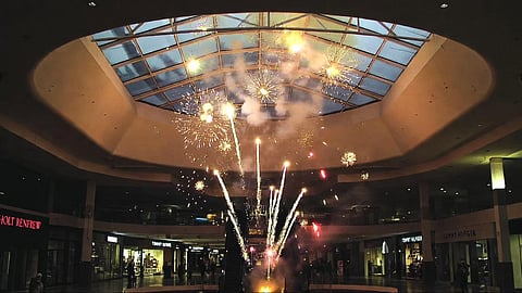 Fireworks in mall (fake)
