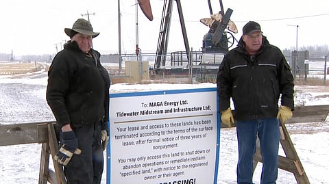 Landowners Dale Braun (left) and Mark Dorin.