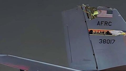 Image posted to Facebook that appears to show a U.S. KC-135 "Stratotanker" with severe damage to the top of its vertical stabiliser, this is likely one of the two aircraft involved in the crash