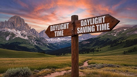 A sign pointing to either side of the time change debate. 