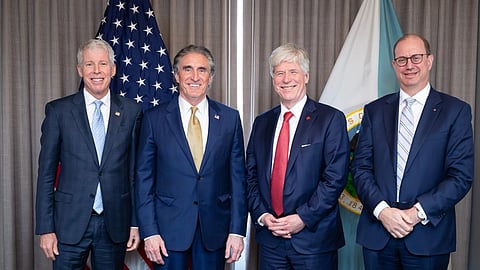 US Energy Secretary Chris Wright (far left), US Interior Secretary Doug Burgum, Canadian Energy Minister Tim Hodgson, and Canadian Ambassador to the United States Mark Wiseman. 