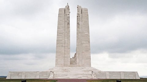 Canadian National Vimy Memorial in Vimy, France, is a historic site commemorating the Battle of Vimy Ridge during the First World War. 