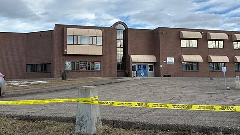 A photo outside of Tumbler Ridge Secondary School. 