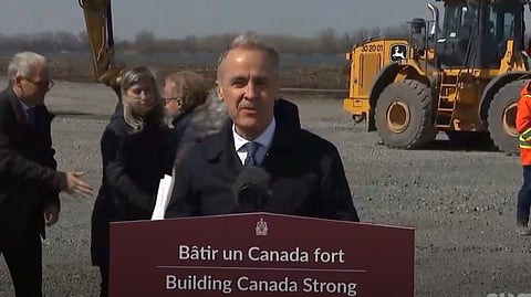 Mark Carney speaking in Quebec