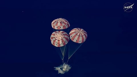 Artemis II successfully splashes down in the Pacific Ocean. 