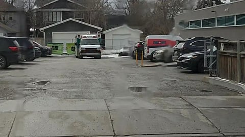 Ambulance outside an Albertan abortion clinic