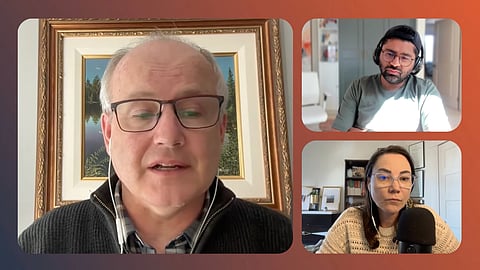 Political strategist Stephen Carter (left), Zain Velji, and former Alberta NDP Minister of Environment and Parks Shannon Phillips on the April 13 episode of The Strategists. 