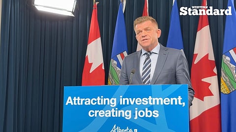 Minister of Energy and Minerals, Brian Jean, speaking with reporters. 