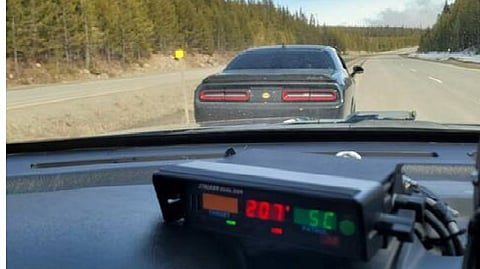 Dodge Challenger impounded after 207 km/h speeding stop on Hwy. 97C in BC
