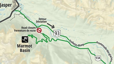 Hwy. 93A closed near Jasper after washout and rockfall trigger slope instability concerns
