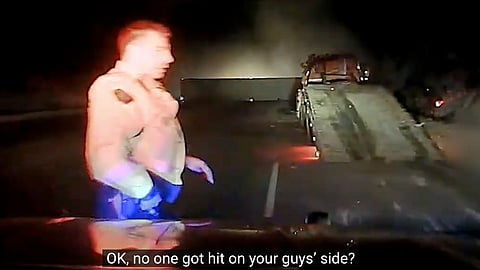 WATCH: Semi crash near Field highlights 'slow down and move over' law after tow truck destroyed; Calgary trucker arrested

