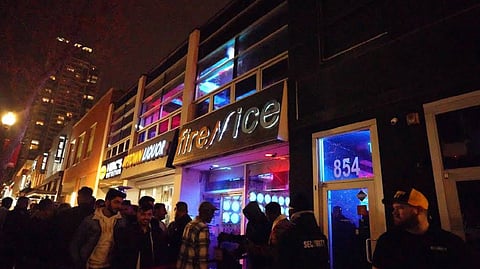 Outside the Fire N Ice Nightclub in Mount Royal, Calgary