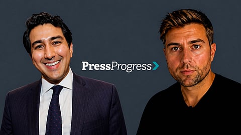 Press Progress’ editor Luke LeBrun (right) testified that he never asked his key source, Karim Jivraj (left)  for the full text of messages used to sink a former UCP nomination candidate’s political career. 