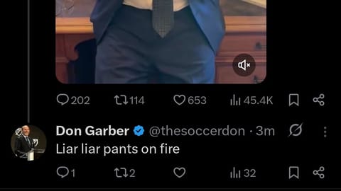 MLS Commissioner Don Garber comments "Liar liar pants on fire" under Eby tweet talking about saving the Vancouver Whitecaps