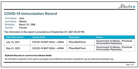 Vaccine passports now mandatory in Alberta