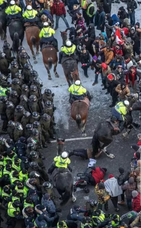 Police witness ‘never asked’ to include footage of woman being trampled by horse