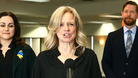 Dreeshen says 'Rachel, this has already happened' as Alberta NDP announce road project