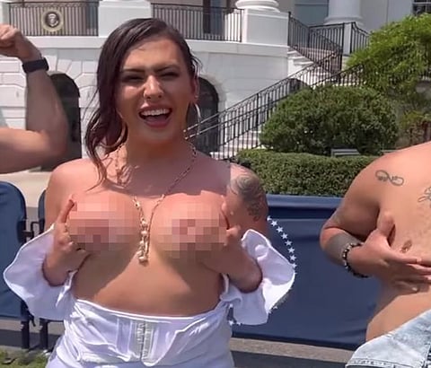 UPDATED: Transgender activist defends going topless at White House