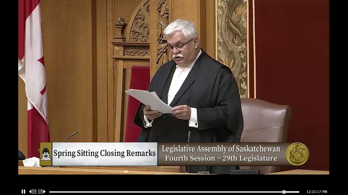 Speaker burns bridges with Sask Party as session ends