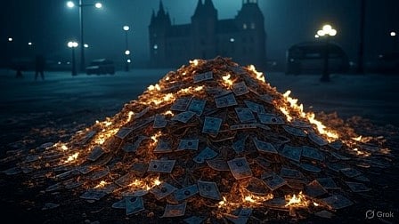 An AI rendering of burning cash 