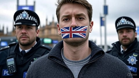 An AI rendering of a man being arrested in the UK