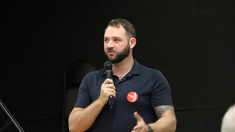 Alberta Republican Leader Cameron Davies in Three Hills Alberta 2025