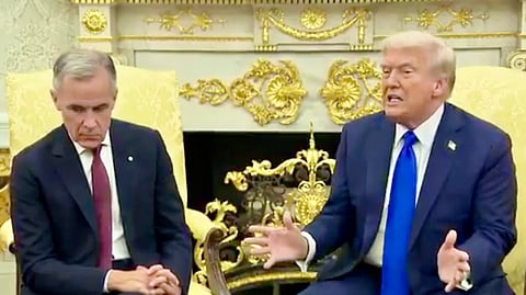 Canadian Prime Minister Mark Carney meets with US President Donald Trump