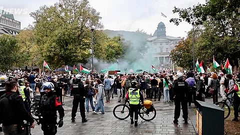 Pro-Palestine activists demonstrate at McGill University in Montreal 