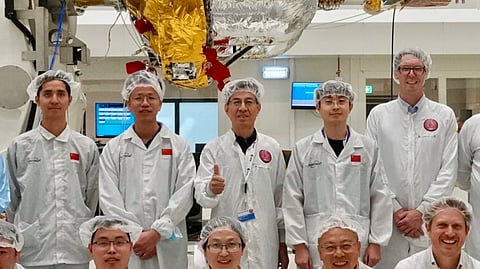 Workers in a space lab