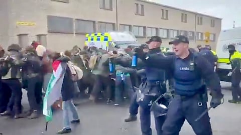 Pro-Palestine demonstrators clash with police in Ireland 