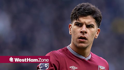 Mateus Fernandes playing for West Ham