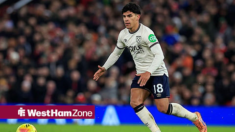Mateus Fernandes in action for West Ham United.