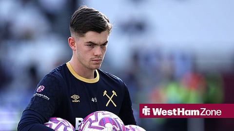 Krisztian Hegyi in action for West Ham.