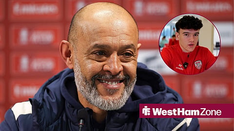 Nuno Esprito Santo smiling with Liam Kelly in circular inset