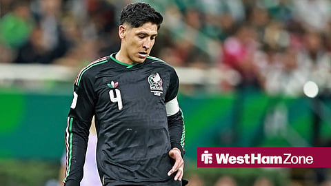 Edson Alvarez looking concentrated playing for Mexico