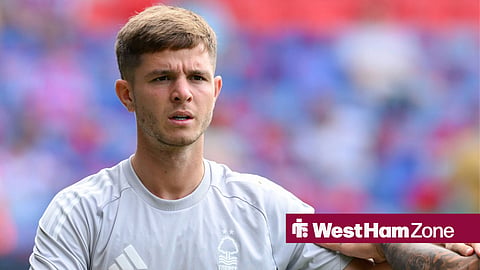James McAtee of Nottingham Forest warming up ahead of kick-off for the Premier League match with Crystal Palace