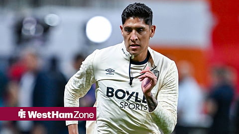 Edson Alvarez warming up for West Ham