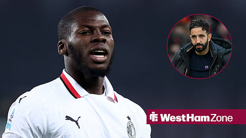 AC Milan midfielder Yunus Musah and AC Milan head coach Ruben Amorim in a circular inset