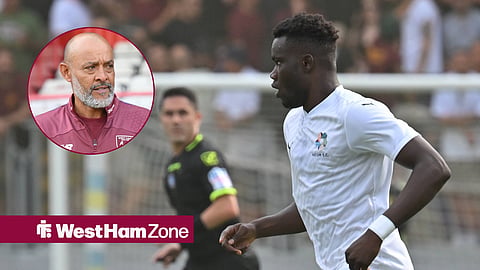 West Ham United-linked Amadou Kone and a circular inset of West Ham United manager Nuno Espirito Santo