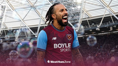 Sorba Thomas in a West Ham kit at London Stadium