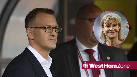 West Ham owner Daniel Kretinsky and Amanda Staveley 