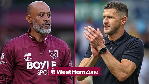 West Ham United manager Nuno Espirito Santo and Portsmouth manager John Mousinho