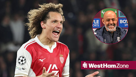 Wout Faes and West Ham United manager Nuno Espirito Santo