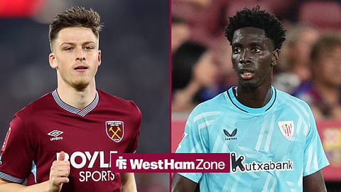 West Ham stars Adama Boiro and Ollie Scarles 