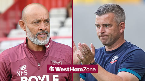 West Ham United boss Nuno Espirito Santo and Bolton Wanderers manager Steven Schumacher