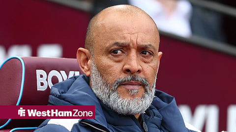 Nuno Espirito Santo on the West Ham bench