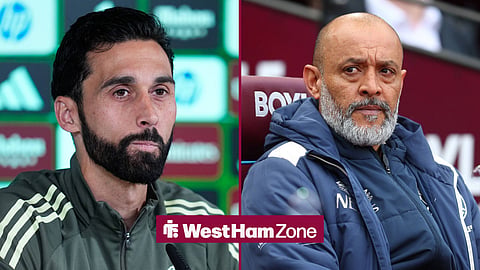 Alvaro Arbeloa during his time at Real Madrid on the left, with West Ham boss Nuno Espirito Santo on the right