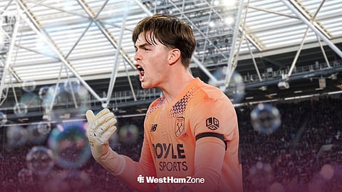 West Ham United goalkeeper Finlay Herrick with the London Stadium background