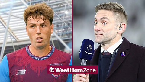 Split image of West Ham midfielder Arne Engels and Rob Green